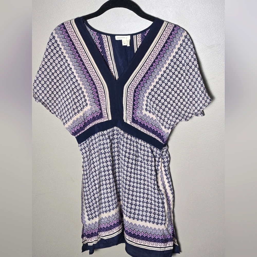 Anthropologie Meadow Rue 100% Silk Boho Luxe Slow Fashion Tunic, XS